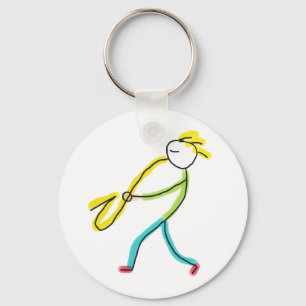 Porte-clés Saxophoniste bonhomme allumette