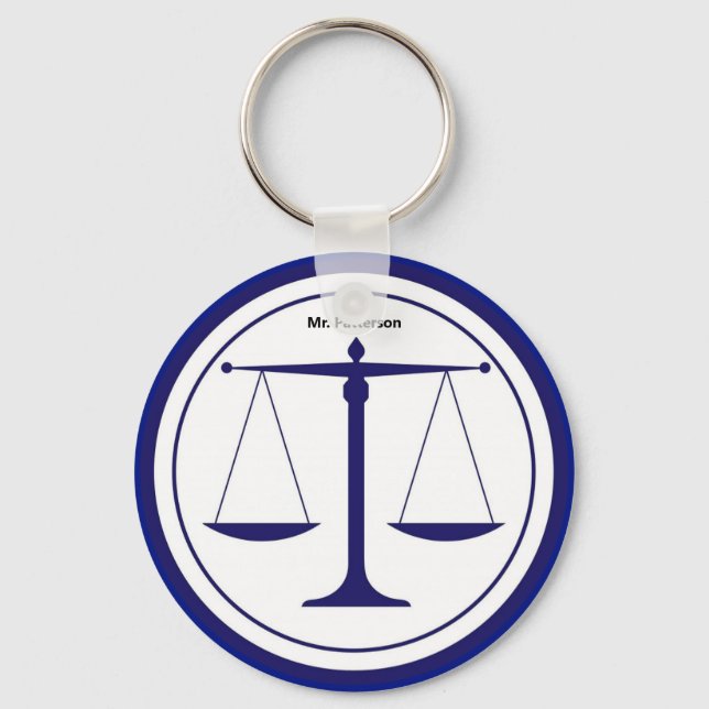 Porte-clés Scales de justice Porte - clé personnalisé bleu (Recto)