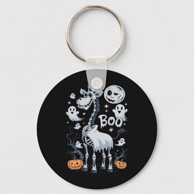 Porte-clés Scary Skeleton Giraffe Dans Ghosts Halloween (Recto)
