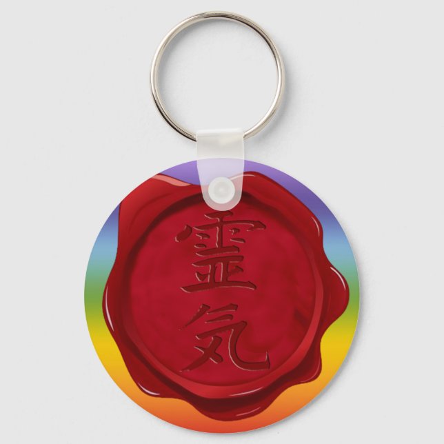Porte-clés sceau de cire - REIKI | couleurs chakren (Recto)