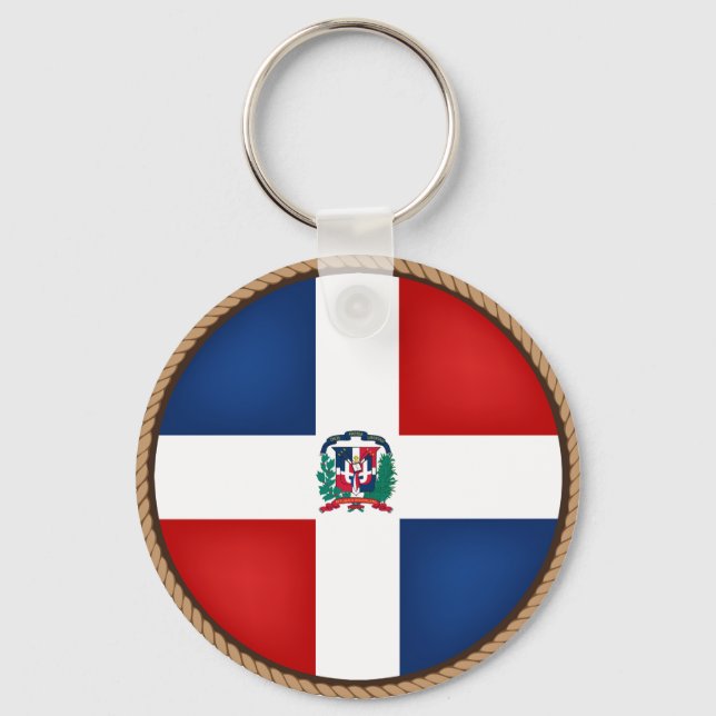 Porte-clés Sceau de drapeau de la République Dominicaine cool (Recto)