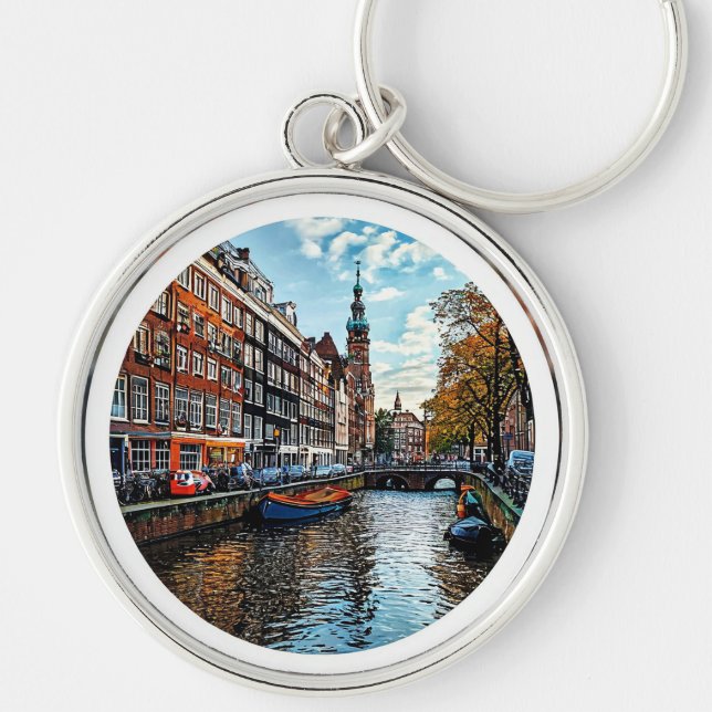Porte-clés Scène charmante de canal à Amsterdam (Devant)
