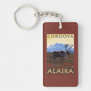 Porte-clés Scène de caribou - Cordova, Alaska