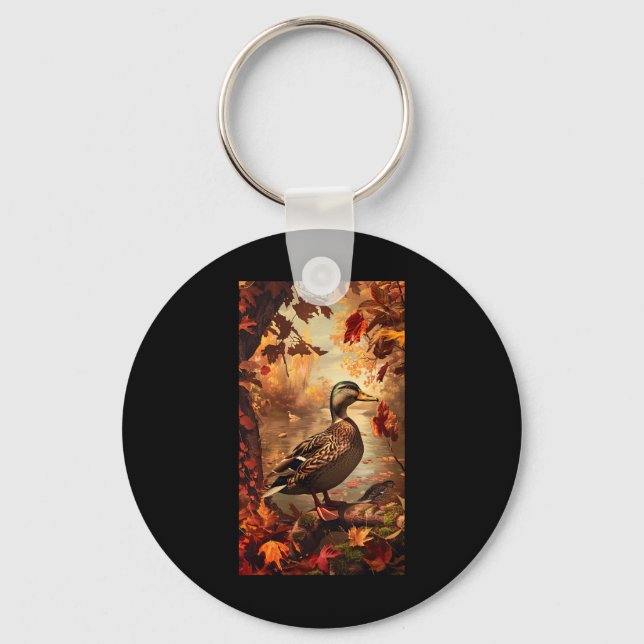Porte-clés Scène de chasse Mallard Canard Canard Automne Faun (Recto)