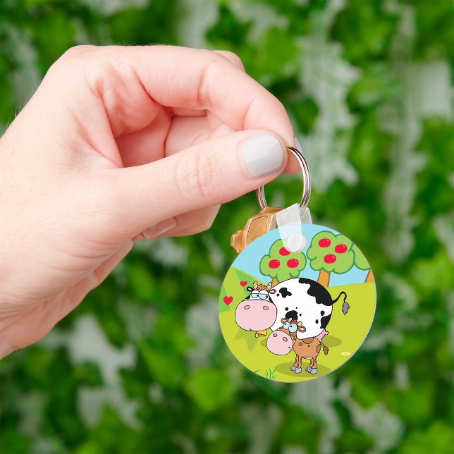 Porte-clés Scène de ferme avec vache et veau (Créateur téléchargé)