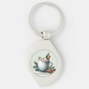 Porte-clés Scène de guimauve au cacao d'hiver cosy