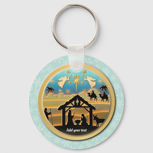 Porte-clés Scène de la Nativité de Jésus Enfant, Fête de la N (Recto)