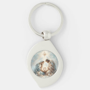 Porte-clés Scène de la Nativité de la Sainte Famille radieuse