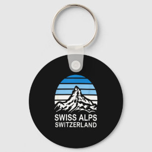 Porte-clés Scène de montagne rétro des Alpes suisses avec cie