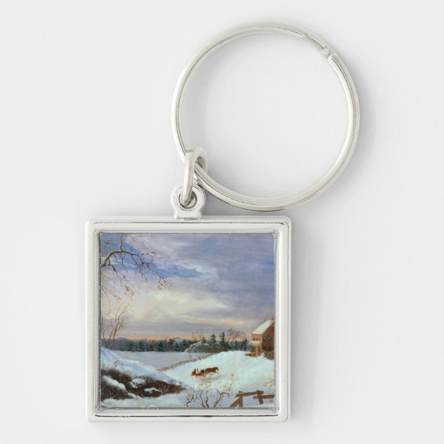 Porte-clés Scène de neige, Nouvelle Angleterre (Devant)