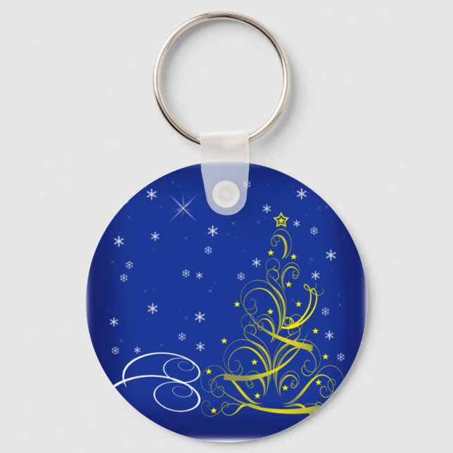 Porte-clés Scène de Noël bleue (Recto)