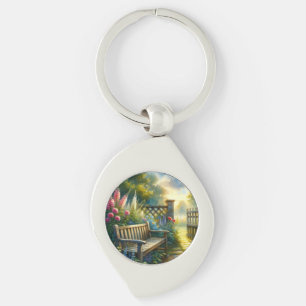 Porte-clés Scène de porte de jardin ensoleillé