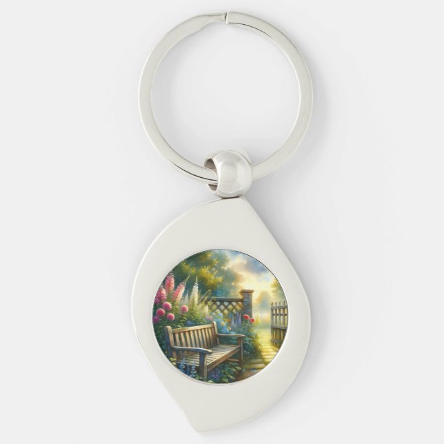 Porte-clés Scène de porte de jardin ensoleillé (Devant)