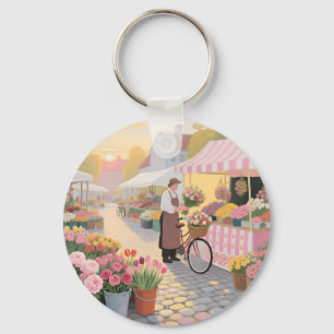 Porte-clés Scène de rue Fleur Solaire