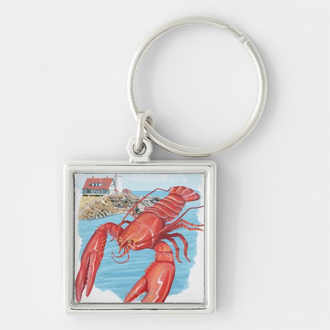 Porte-clés Scène du homard et du phare de Portland (Devant)