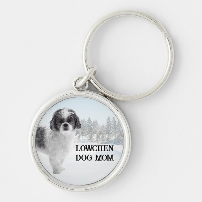 Porte-clés Scène hivernale de maman de chien Lowchen (Devant)
