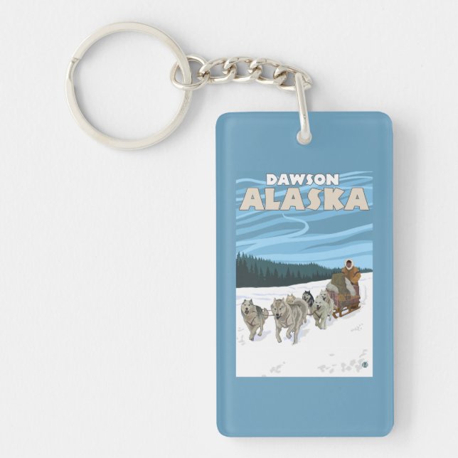 Porte-clés Scène Sledding de chien - Dawson, Alaska (Devant)