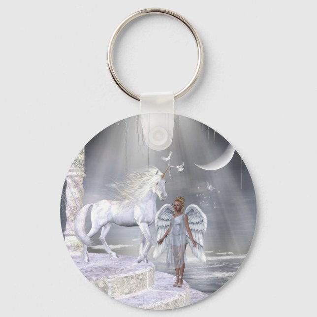 Porte-clés Scène Unicorne d'ange céleste (Recto)