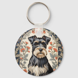Porte-clés Schnauzer Élégant Motif Floral Inspiré de William
