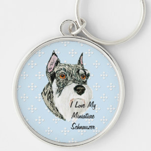Porte-clés Schnauzer miniature - bleu avec la conception
