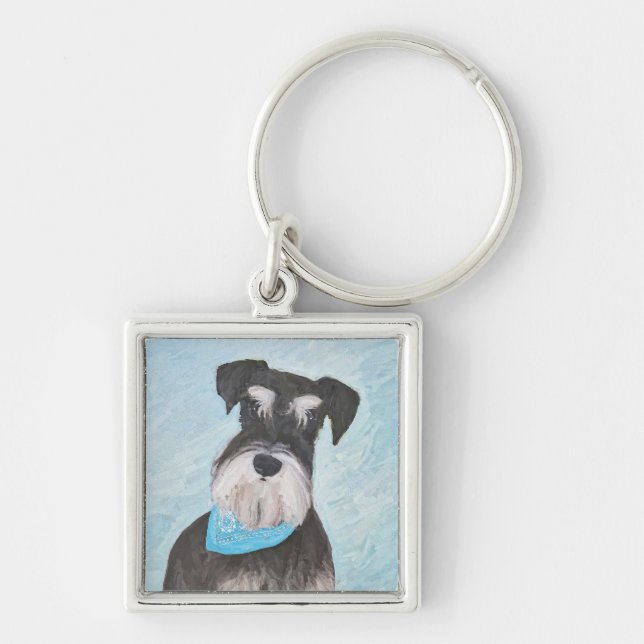 Porte-clés Schnauzer (Miniature) Peinture - Chien original mi (Devant)