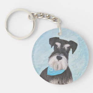 Porte-clés Schnauzer (Miniature) Peinture - Chien original mi