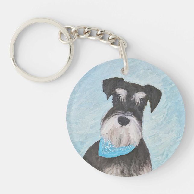 Porte-clés Schnauzer (Miniature) Peinture - Chien original mi (Devant)