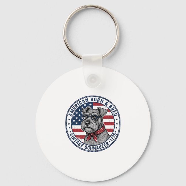 Porte-clés Schnauzer Patriotique Vintage (Recto)