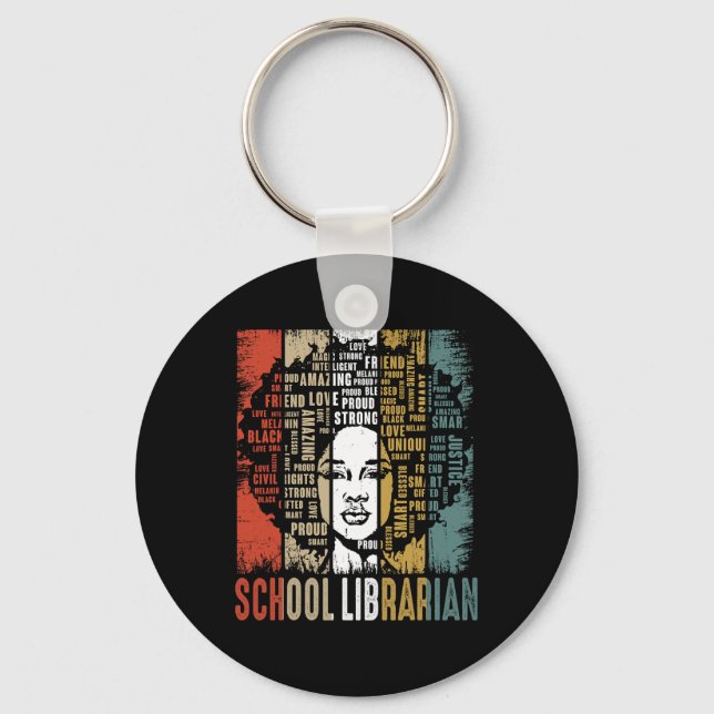 Porte-clés School Librarian Afro African American Black Histo (Recto)
