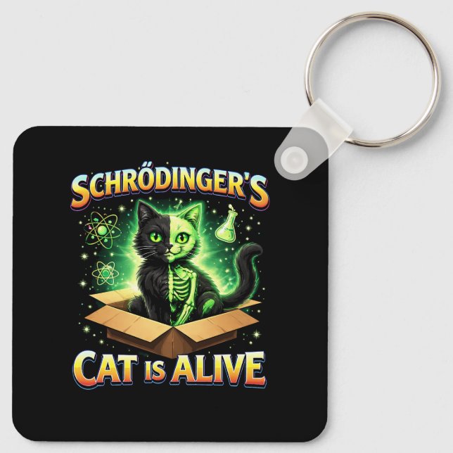 Porte-clés Schrödinger’s Curious Cat (Dos)