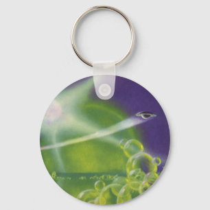 Porte-clés Science-fiction vintage bulles de planète verte Sc