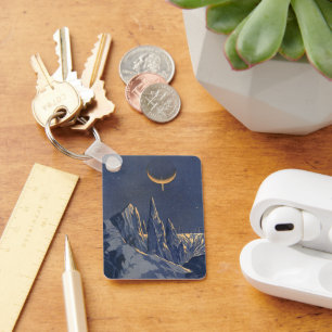 Porte-clés Science-Fiction vintage, Croissant Lune Planète Ne