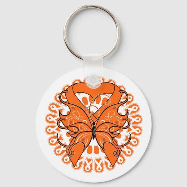 Porte-clés Sclérose en plaques Cercle papillon de rubans (Recto)