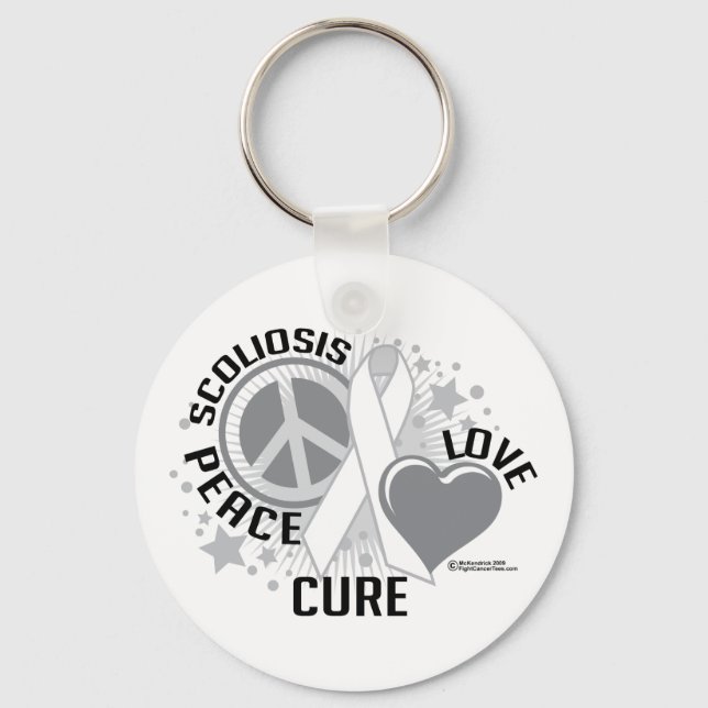 Porte-clés Scoliose Peace Love Cure (Recto)