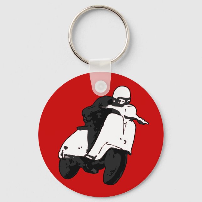Porte-clés Scooter Racer gris noir (Recto)