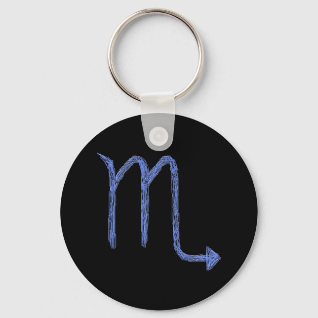 Porte-clés Scorpio. Panneau astrologie zodiaque. Bleu. (Recto)
