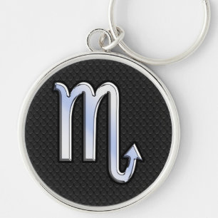 Porte-clés Scorpio Zodiac Chrome Comme Symbole Serpent Noir D