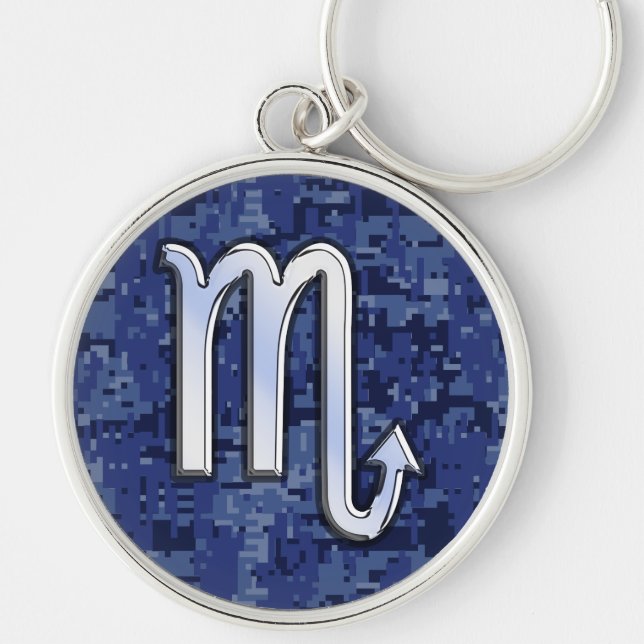 Porte-clés Scorpio Zodiac Symbole de Navy Blue Camo (Devant)