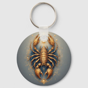Porte-clés Scorpion au-dessus d'un mandala astral doré détail