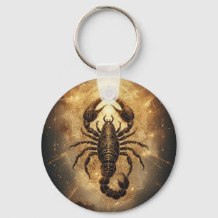 Porte-clés Scorpion au-dessus d'un mandala astral doré détail