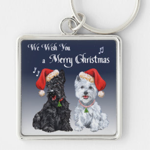 Porte-clés Scottie and Westie Caroling
