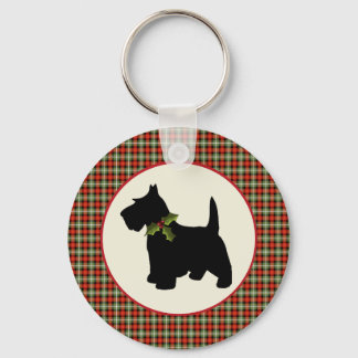 Porte-clés Scottie Dog Scotch Plaid Christmas