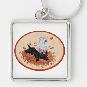 Porte-clés Scottie & Westie Feuilles mortes