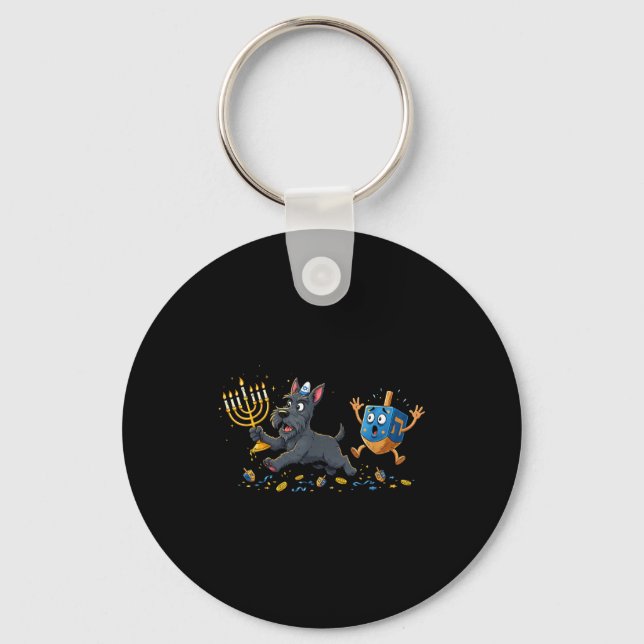 Porte-clés Scottierrier Dreidel Menorah Hanukkah Kids Womens  (Recto)