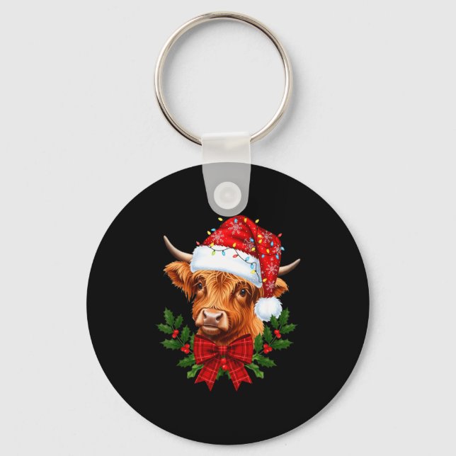 Porte-clés Scottish Highland Cow Christmas Funny Cow Lover Xm (Recto)