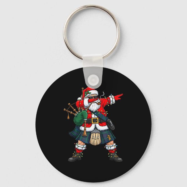 Porte-clés Scottish Santa Bagpes Dabbing Christmas Funny Holi (Recto)