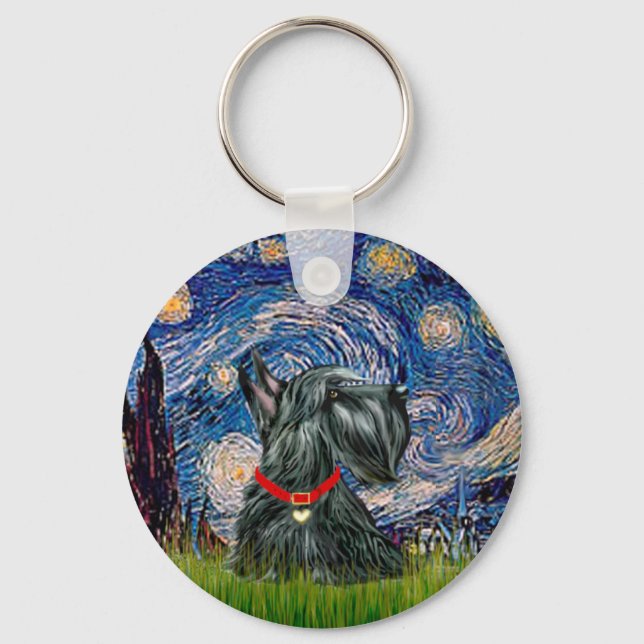 Porte-clés Scottish Terrier 12c -Starry Night (Recto)