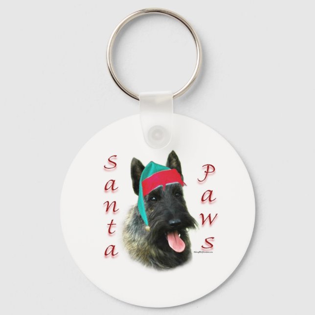 Porte-clés Scottish Terrier (brindle) Père Noël Paws (Recto)