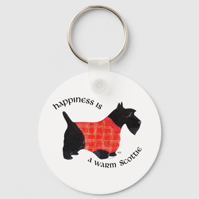 Porte-clés Scottish Terrier in Red Plaid Sweater (Recto)