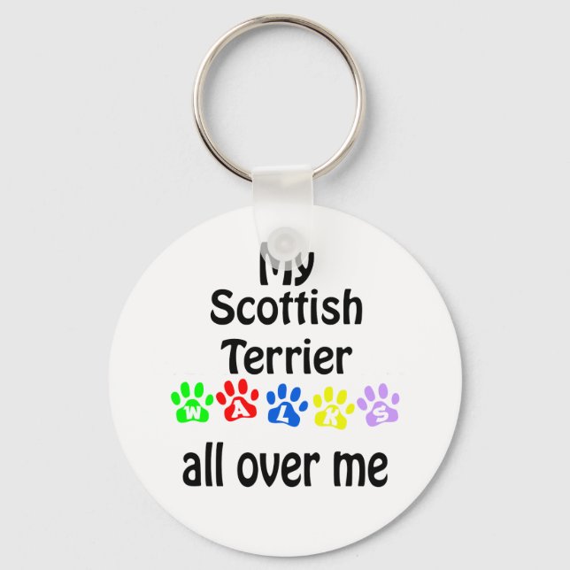 Porte-clés Scottish Terrier Walks Design (Recto)
